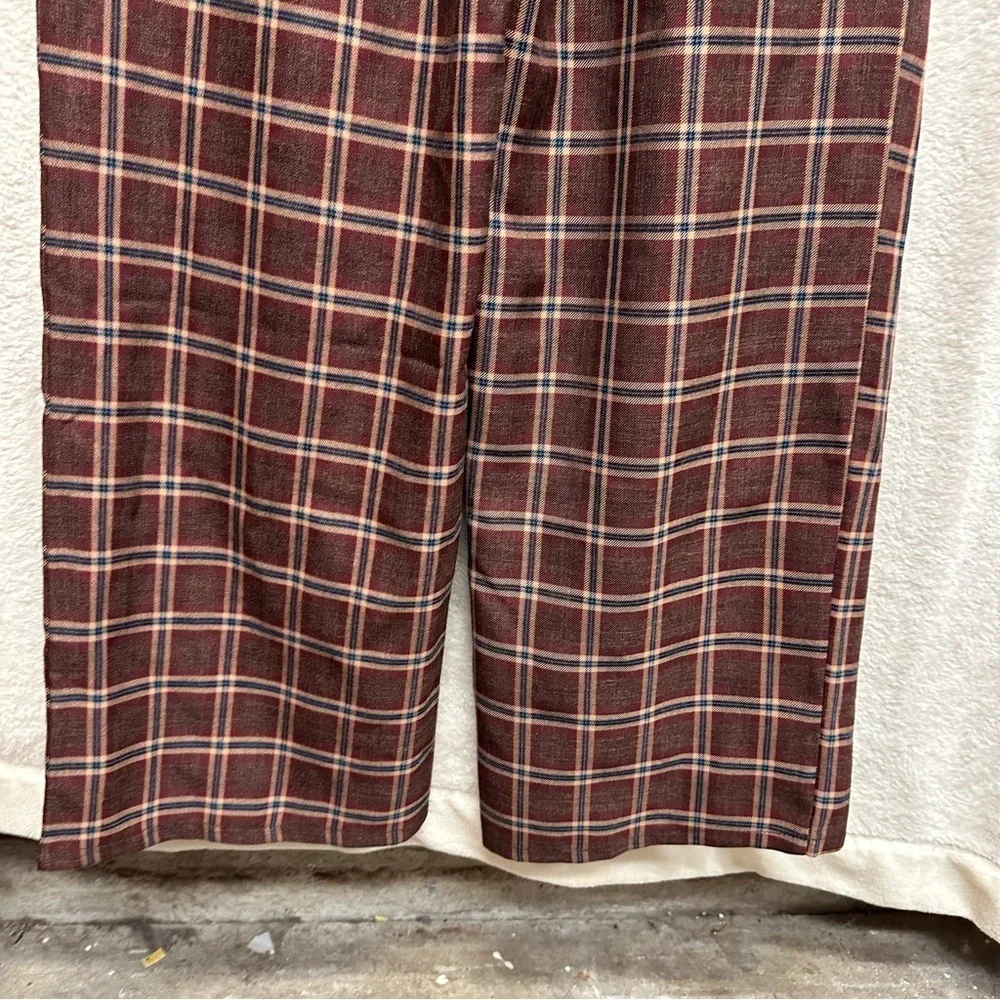 Nasty Gal wide leg trouser red plaid pleated high rise women’s 0 punk grunge - Picture 5 of 9